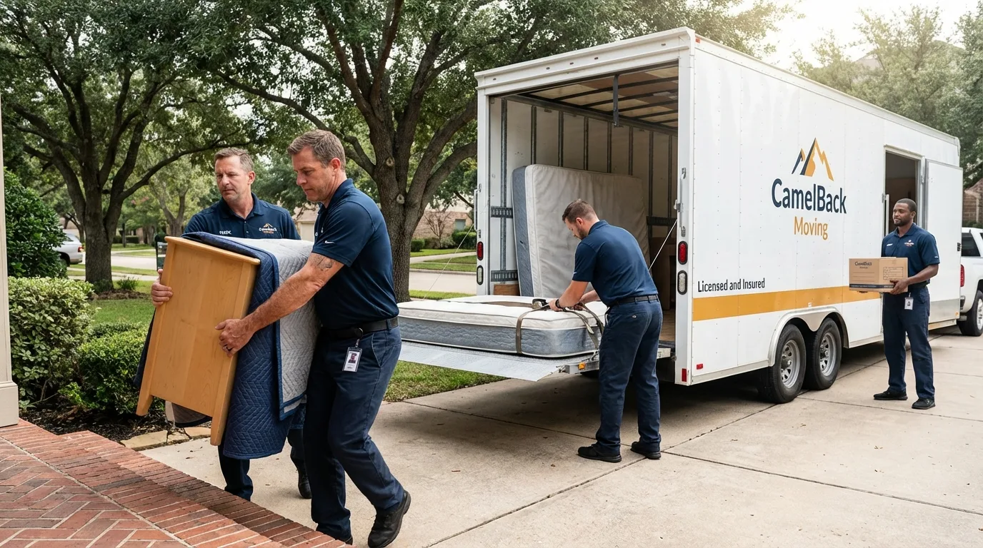 Crew loading residential truck for cross-state move from Marietta, GA