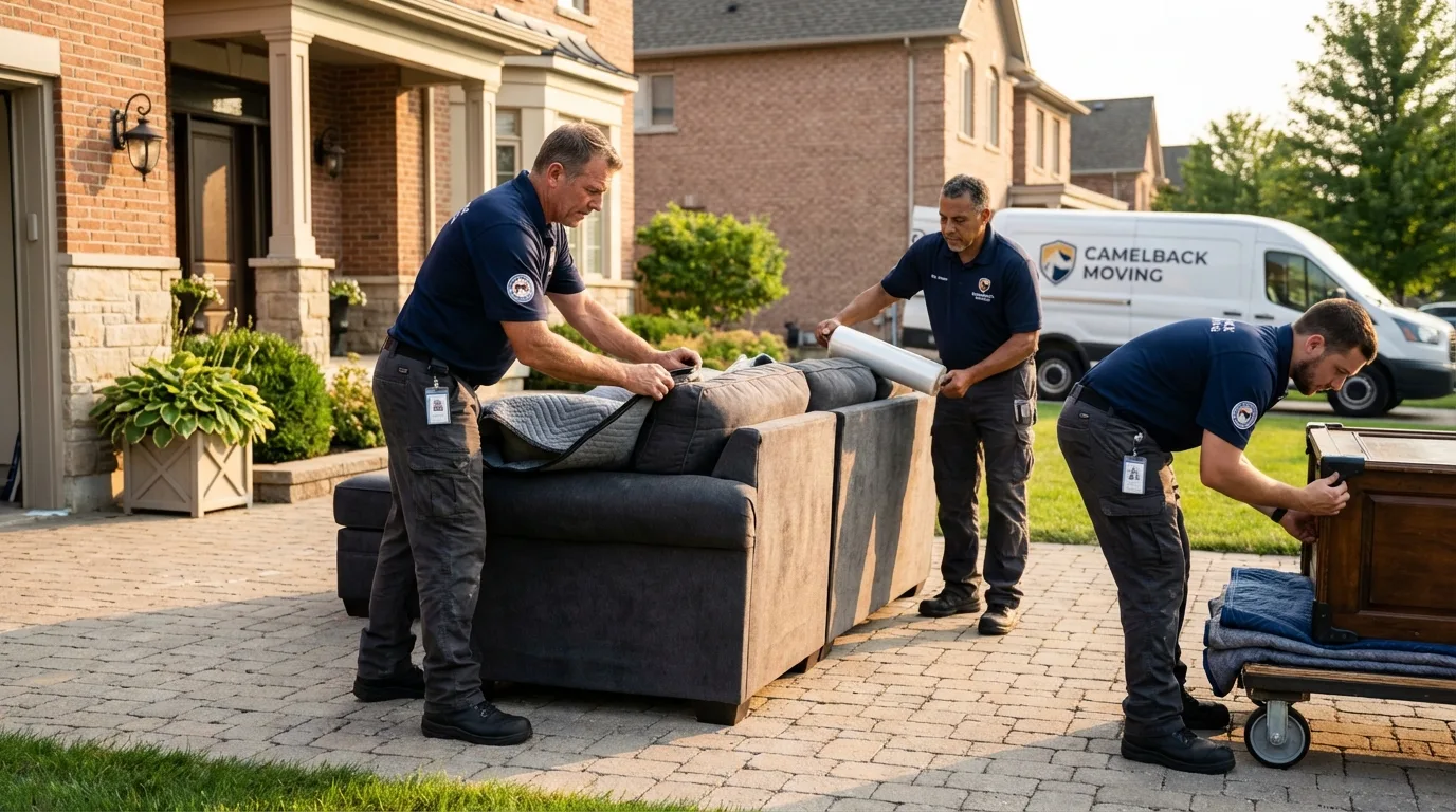Large estate moving crew wrapping furniture in Marietta, GA